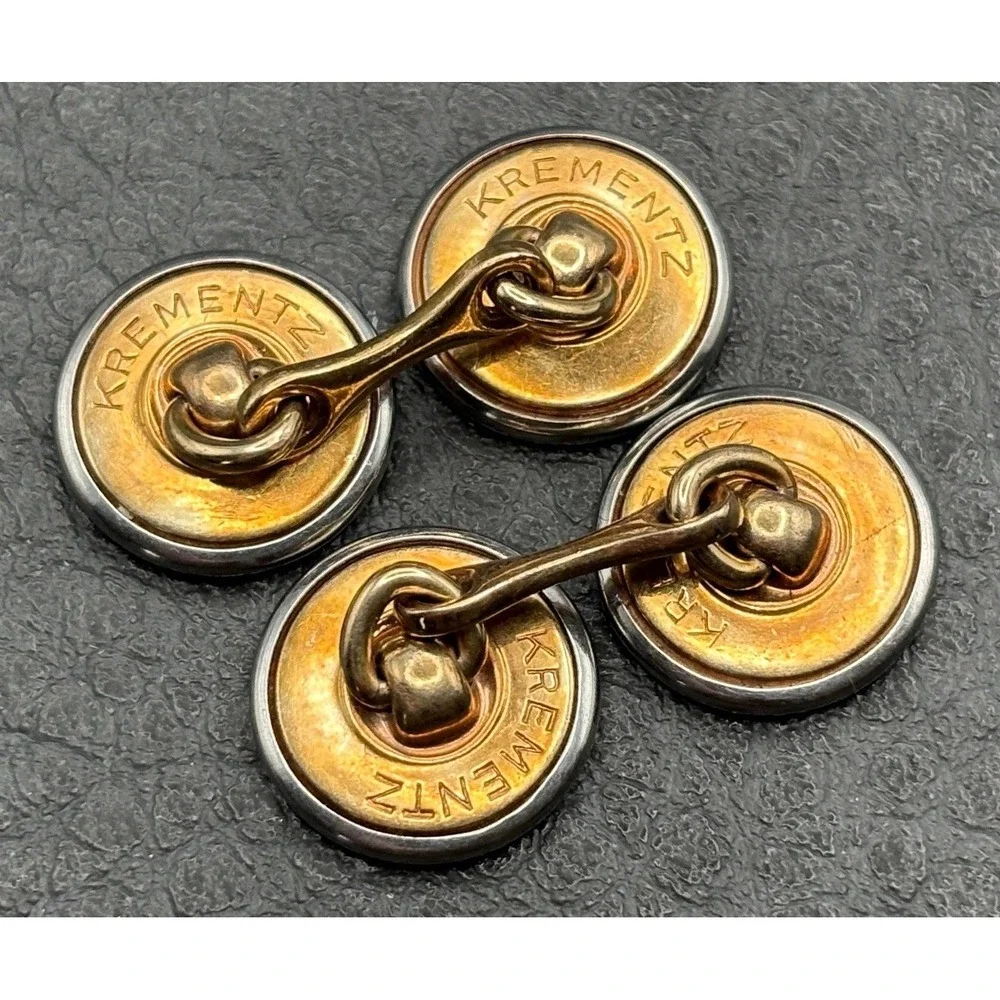 Vintage Krementz Art Deco Mother of Pearl Inlay Gold Filled Cufflinks
